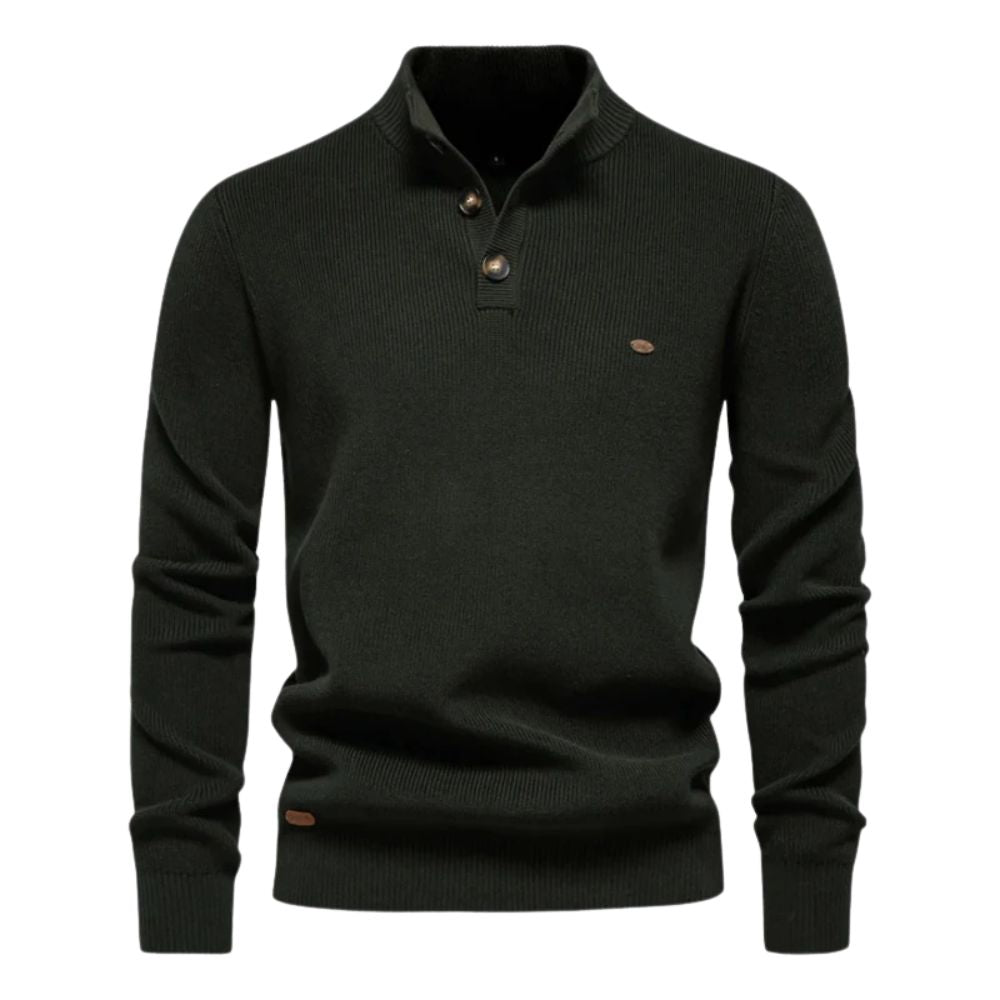 Männersweater Sebastian: Warmer Freizeitpullover mit Knöpfen