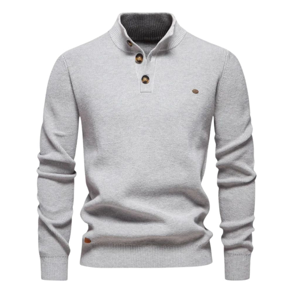 Männersweater Sebastian: Warmer Freizeitpullover mit Knöpfen