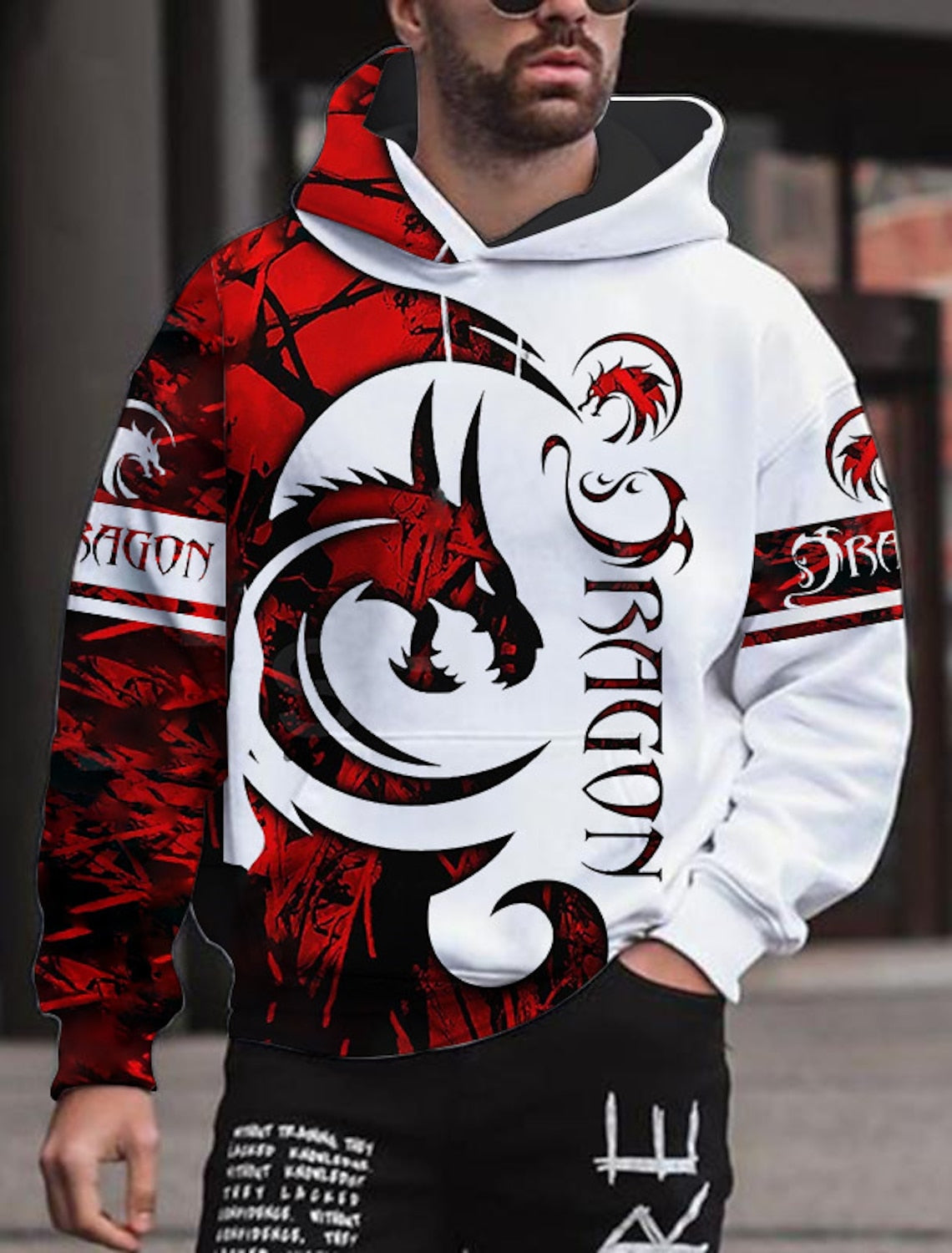 Modischer Drachen-Hoodie mit Kapuze – Siegmar