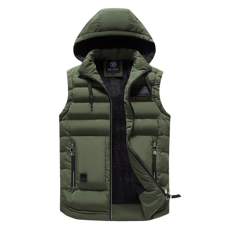 Gepolsterte Herren-Winterweste mit Kapuze - Macky
