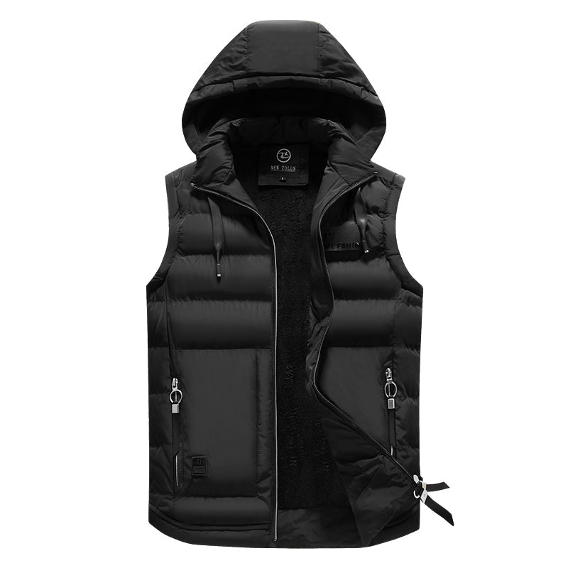 Gepolsterte Herren-Winterweste mit Kapuze - Macky