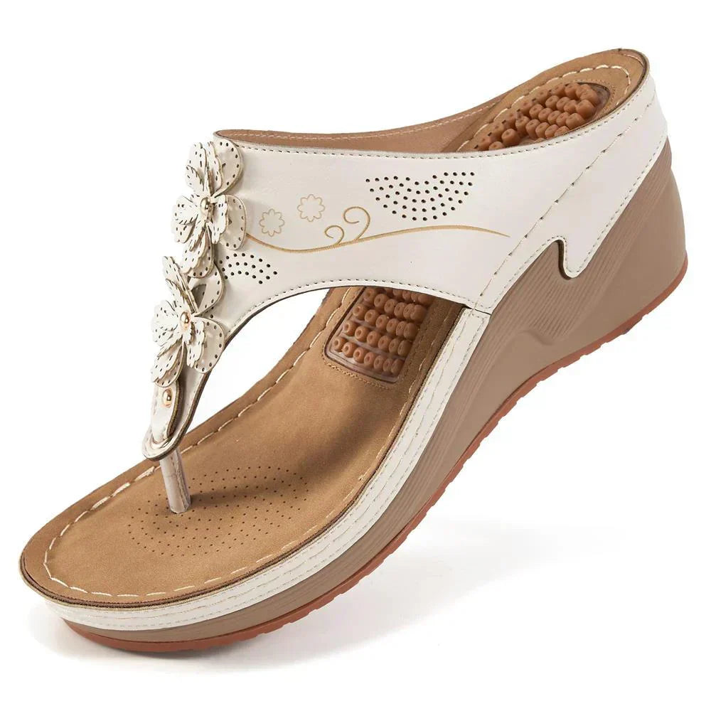 KROHN-E Damen Orthopädische Sandalen Gepolstert Beige