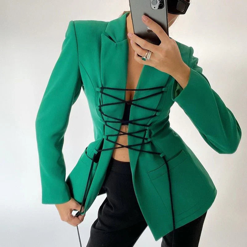 Krohn-e | Schnürblazer Armeltaschen Dünner Mantel