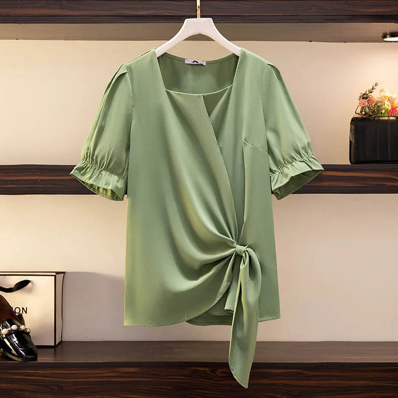 Fudus Designer Tops with Ruffled Hem in Sizes 5-9XL