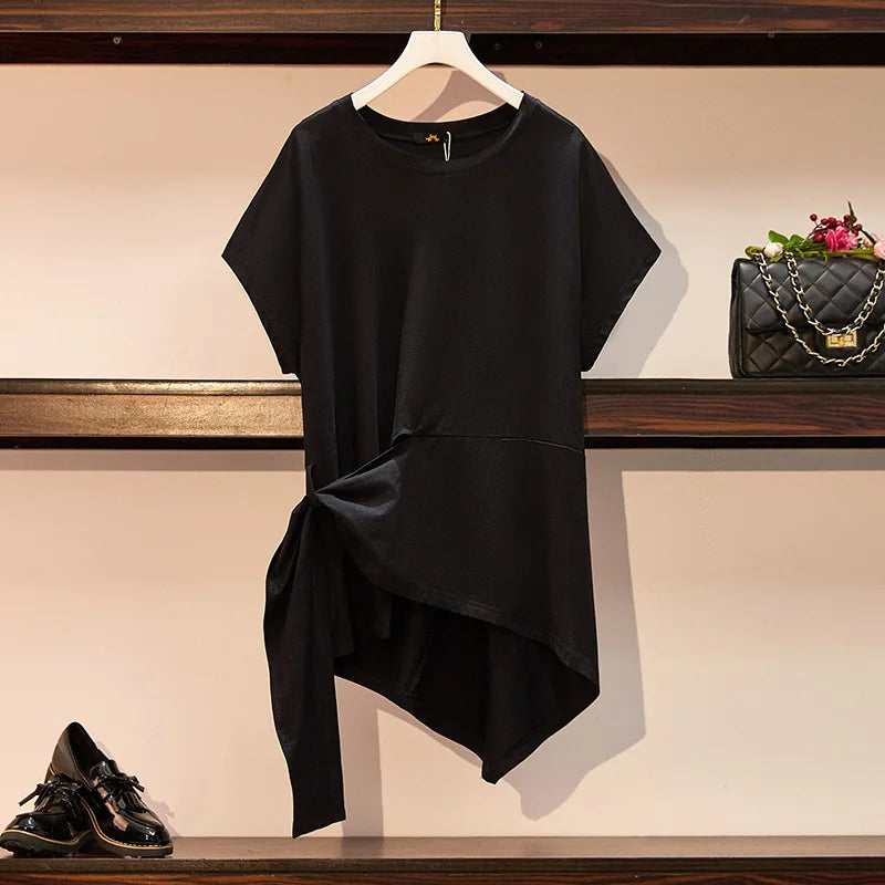 Modische, asymmetrische Bluse von Fudus in Übergrößen (6-9XL)