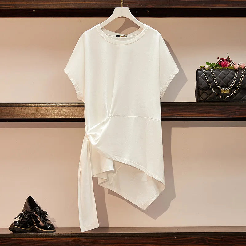 Modische, asymmetrische Bluse von Fudus in Übergrößen (6-9XL)
