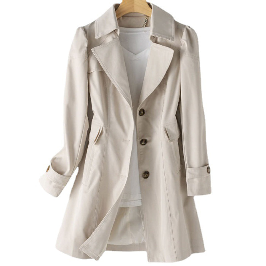 Krohn-e | Damen Beiger Trenchcoat - Wasserabweisend Mittellang