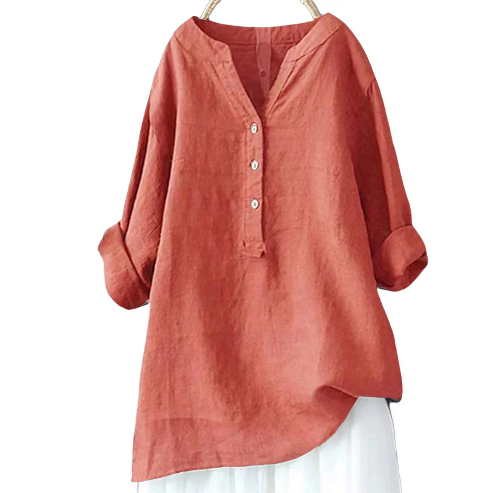 Fudus Designer Long-Sleeve Linen Shirt 5XL Blouse