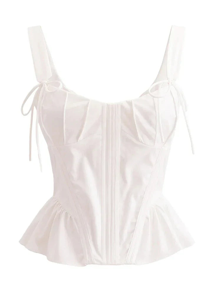 Fudus Designer Korsagen-Oberteil mit quadratischem Ausschnitt und Trägern