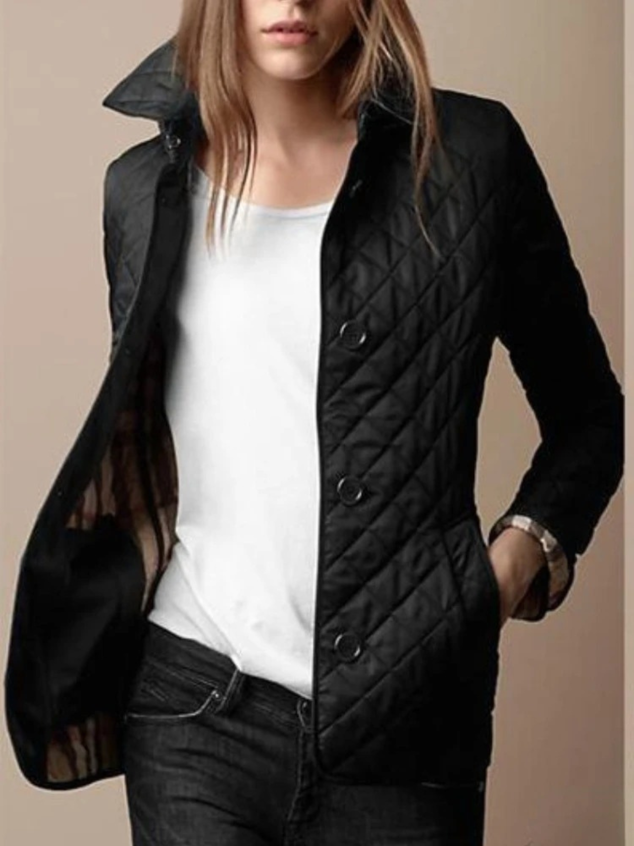 Krohn-e | Damen Freizeit Steppjacke mit umgeschlagenem Kragen