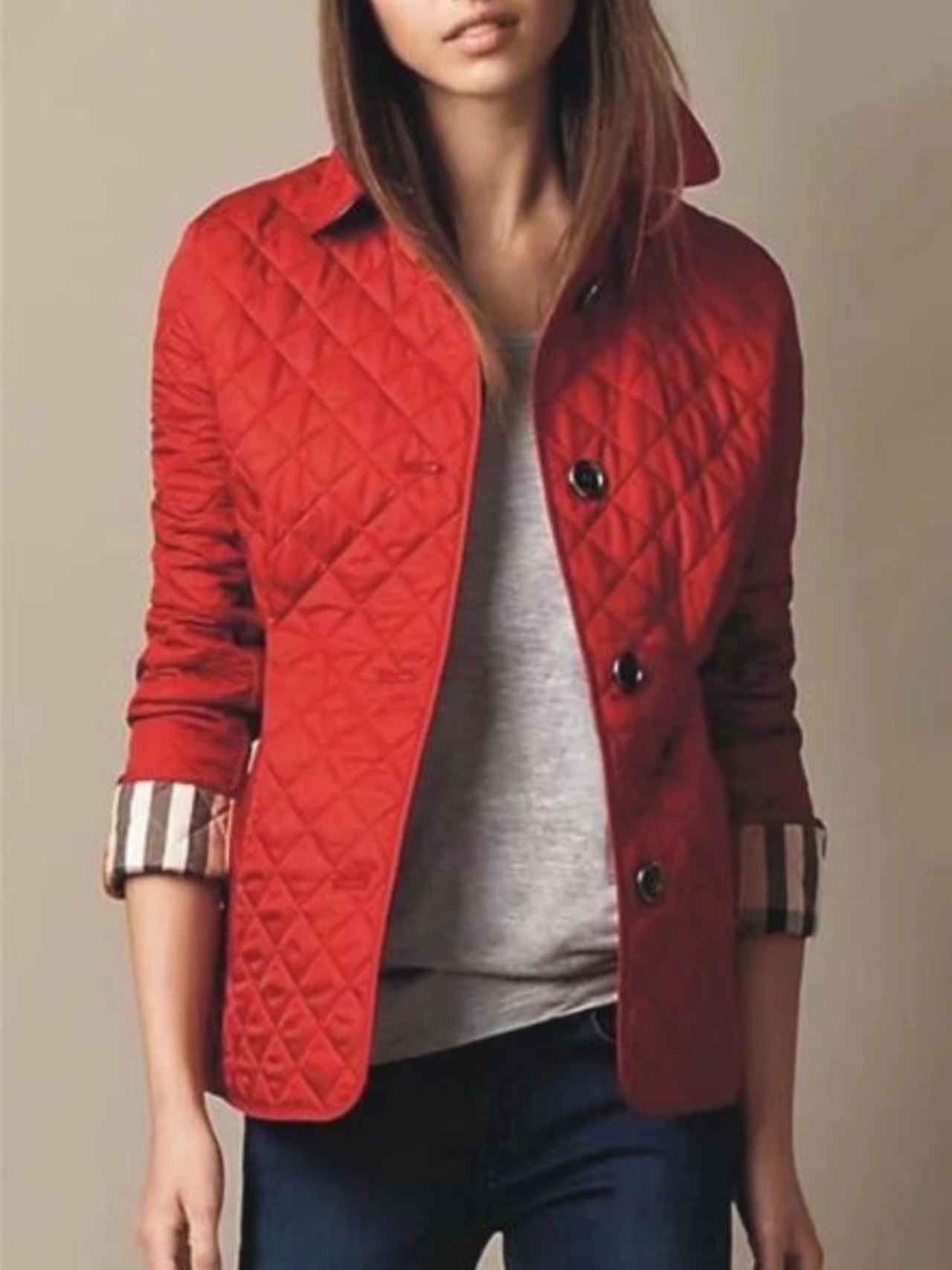 Krohn-e | Damen Freizeit Steppjacke mit umgeschlagenem Kragen
