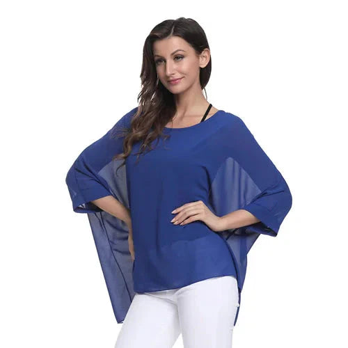 Fudus Fashion Designer Printed Chiffon Blouse, Sizes 4-6XL
