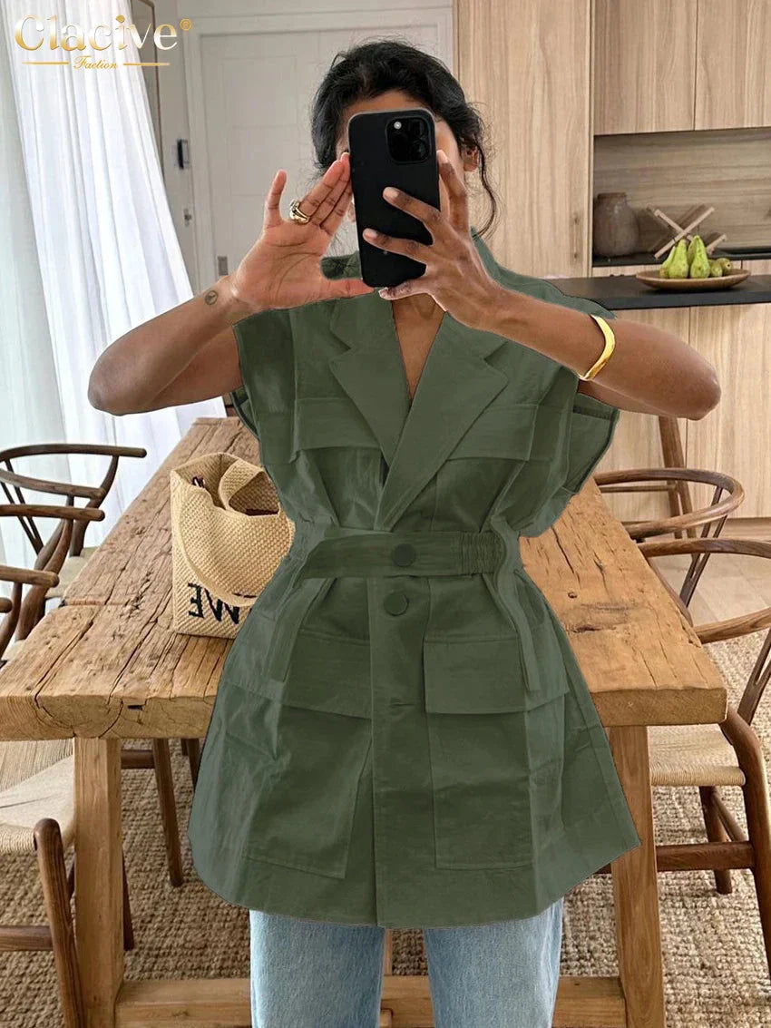 Modische Baumwollbluse mit Revers im Designer-Stil von Fudus