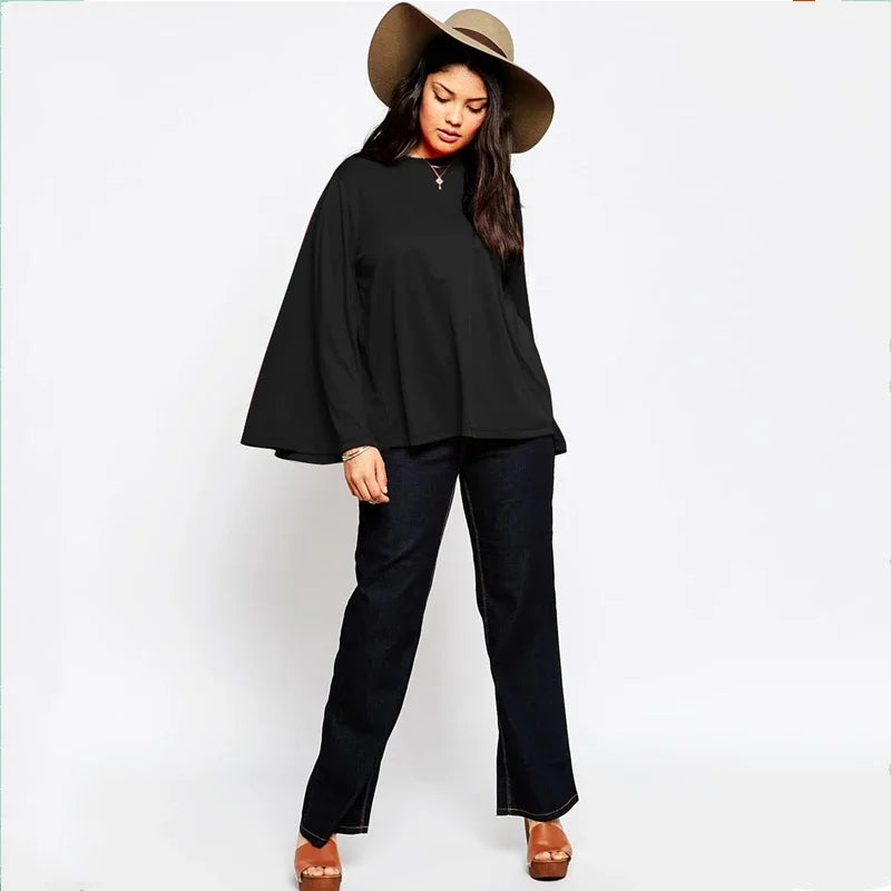 Fudus Fashion Designer Blouses, Sizes 2-8XL, Long Sleeve Flare Tops