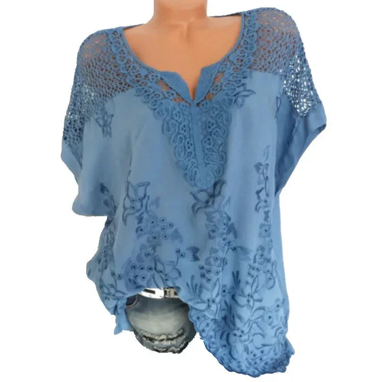 Fudus Fashion Designer T-shirt: Transparent 6XL Blouse