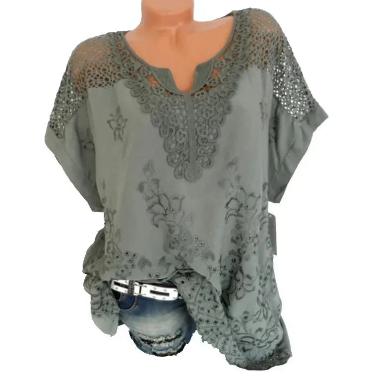Fudus Fashion Designer T-shirt: Transparent 6XL Blouse