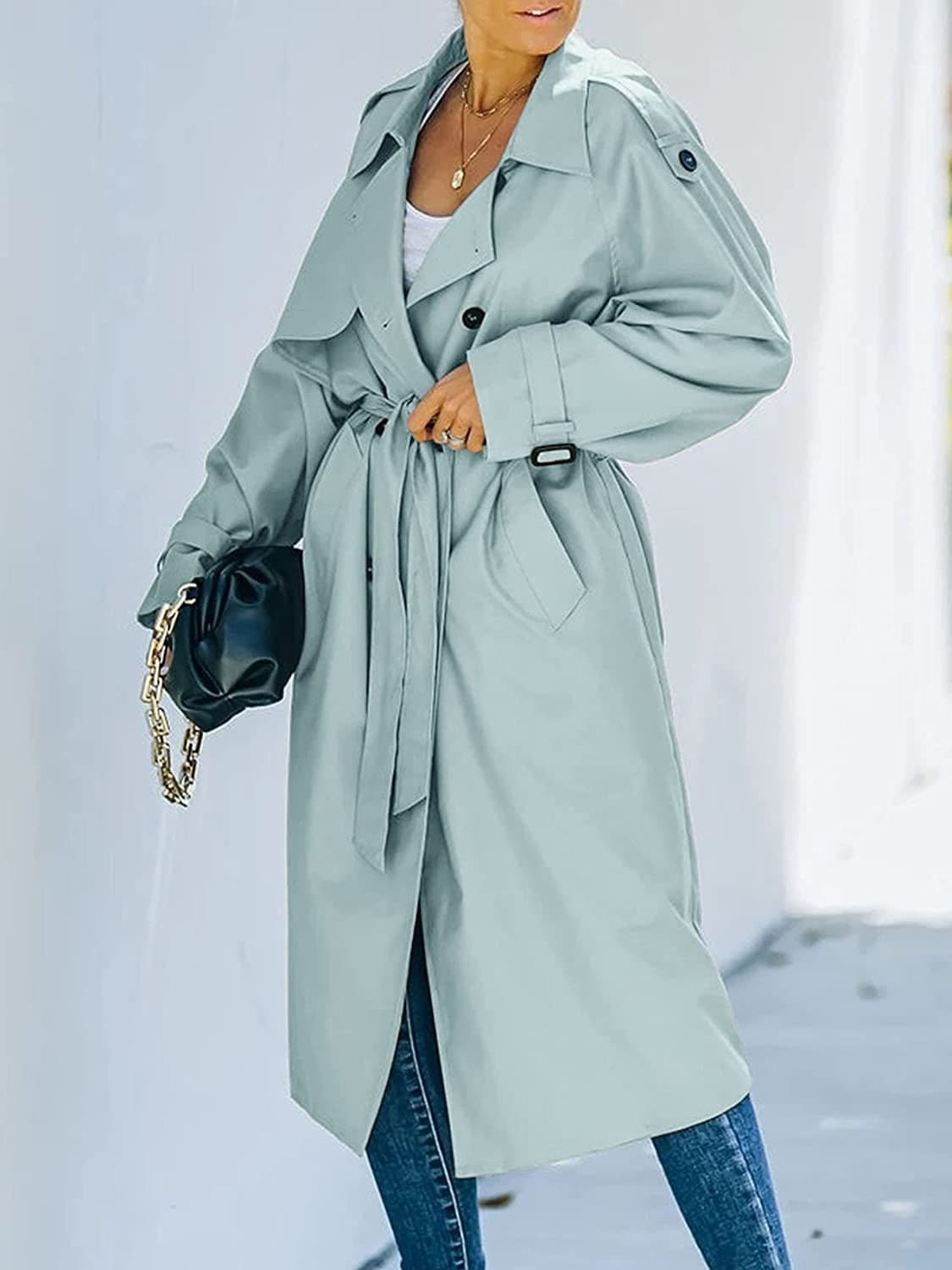 Krohn-e | Trenchcoat - Klassischer Schnitt - Knielang - Doppelt Zu Schließen mit Gürtel - Elegante Details