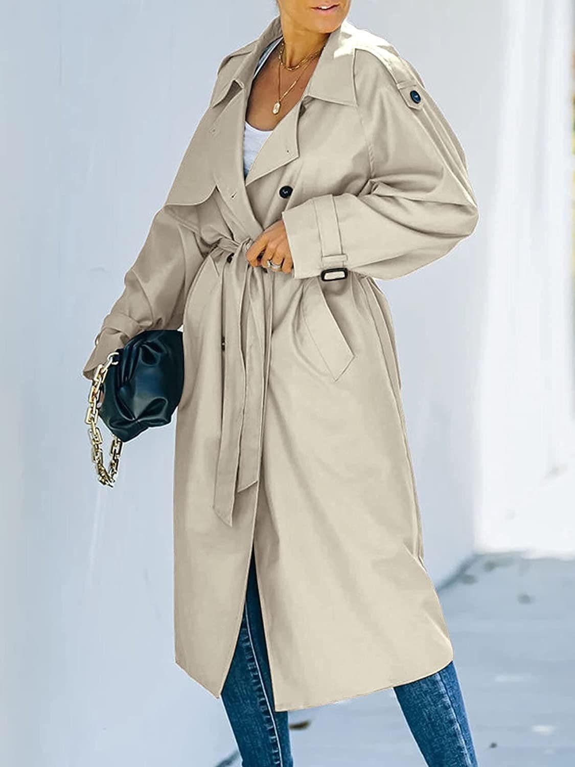 Krohn-e | Trenchcoat - Klassischer Schnitt - Knielang - Doppelt Zu Schließen mit Gürtel - Elegante Details