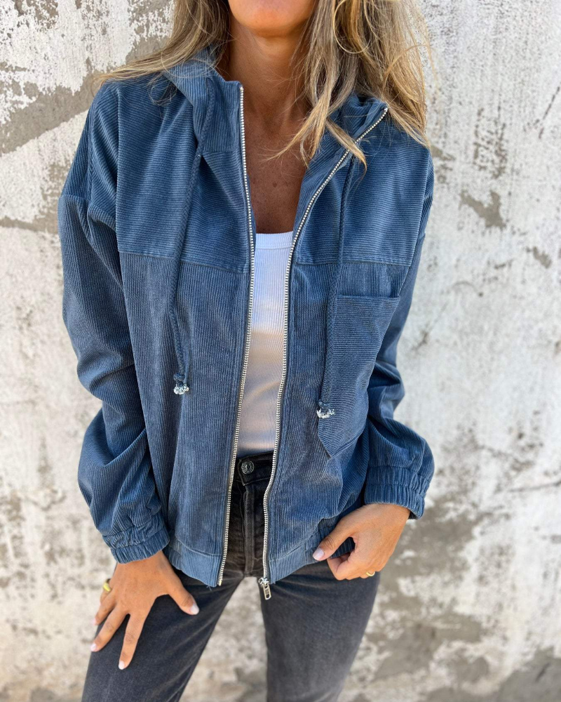Krohn-e | Damen Retro Cordjacke mit Kapuze
