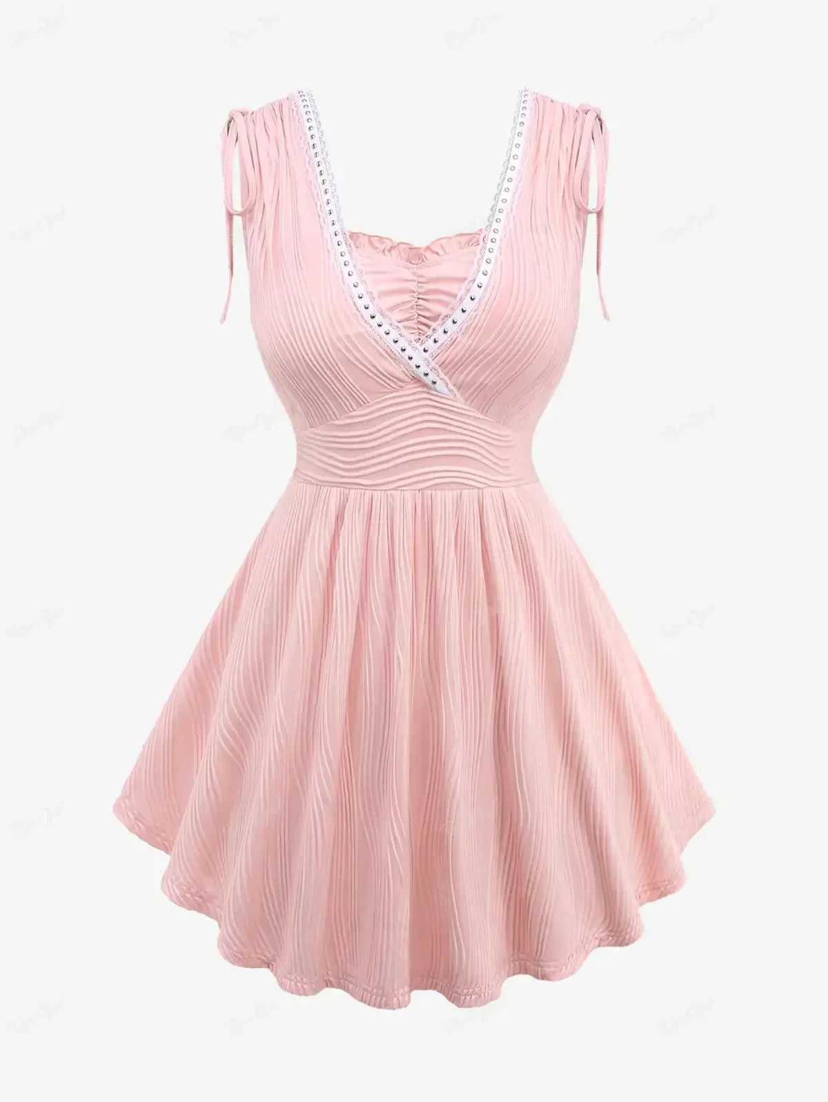 Fudus Designer Tanktops mit Nietenbesatz und V-Ausschnitt