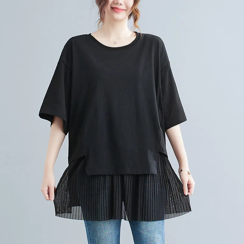 Fudus Designer Oversized T-Shirts with Ruffles, Sizes 7-9XL