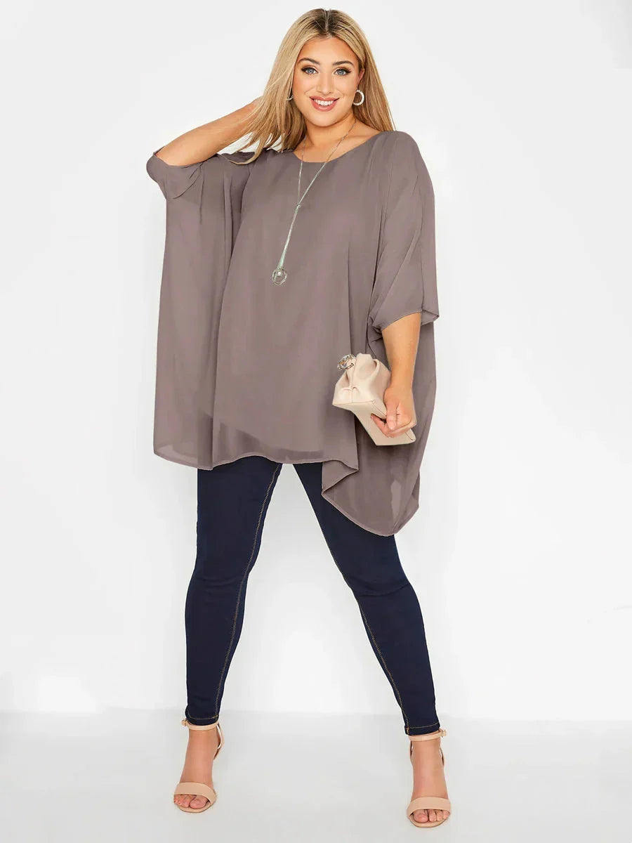 Fudus Designer T-shirts: Loose-fitting, batwing chiffon tops, sizes L-8XL