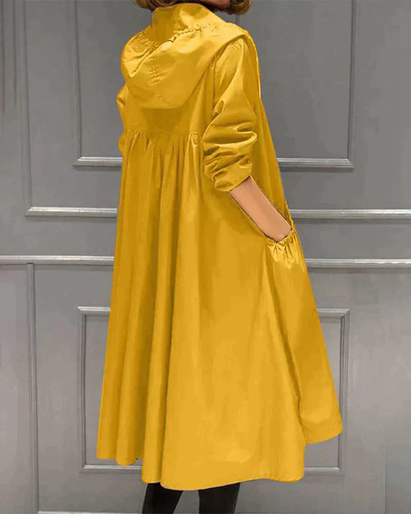 Krohn-e | Damen Wasserfeste Kapuzenjacke - Lockere Passform, Knielang