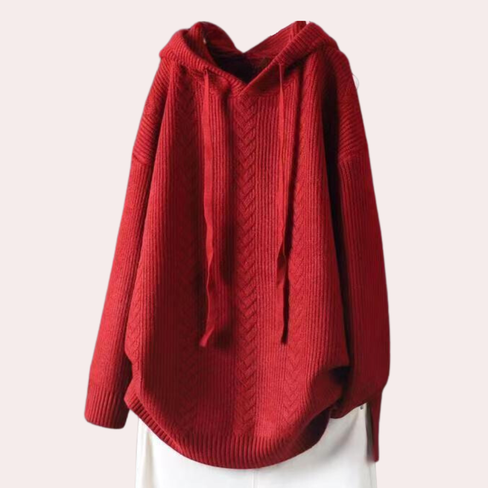 Frauen-Kapuzenpullover aus Zopfmuster von Fudus