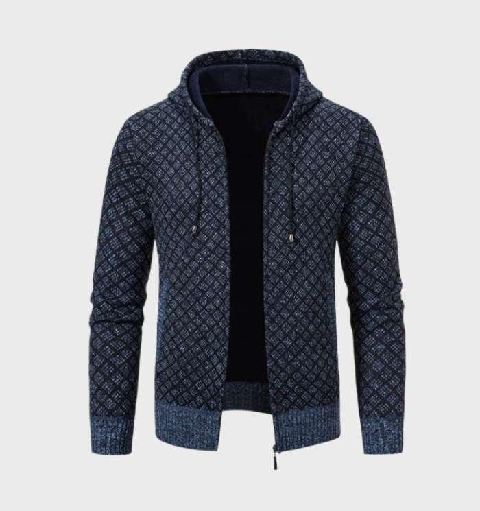 Klassische Argyle-Zipperjacke mit Kapuze für Herren