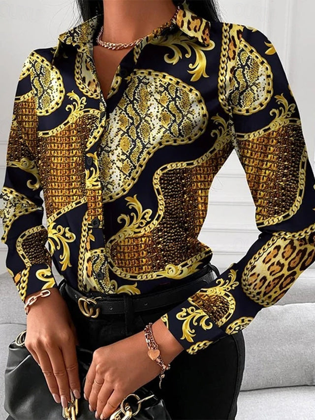 Krohn-e | Schicke Damenbluse mit Goldenen Details