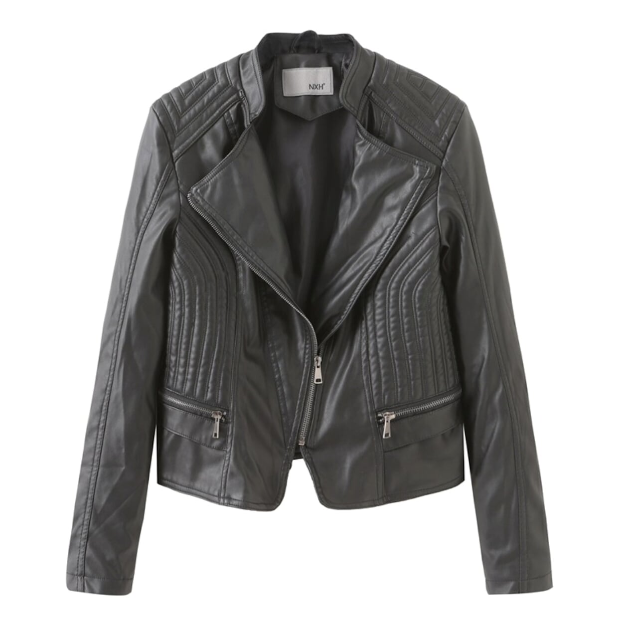 Krohn-e | Klassische Bikerjacke Kunstleder Zeitloses Design