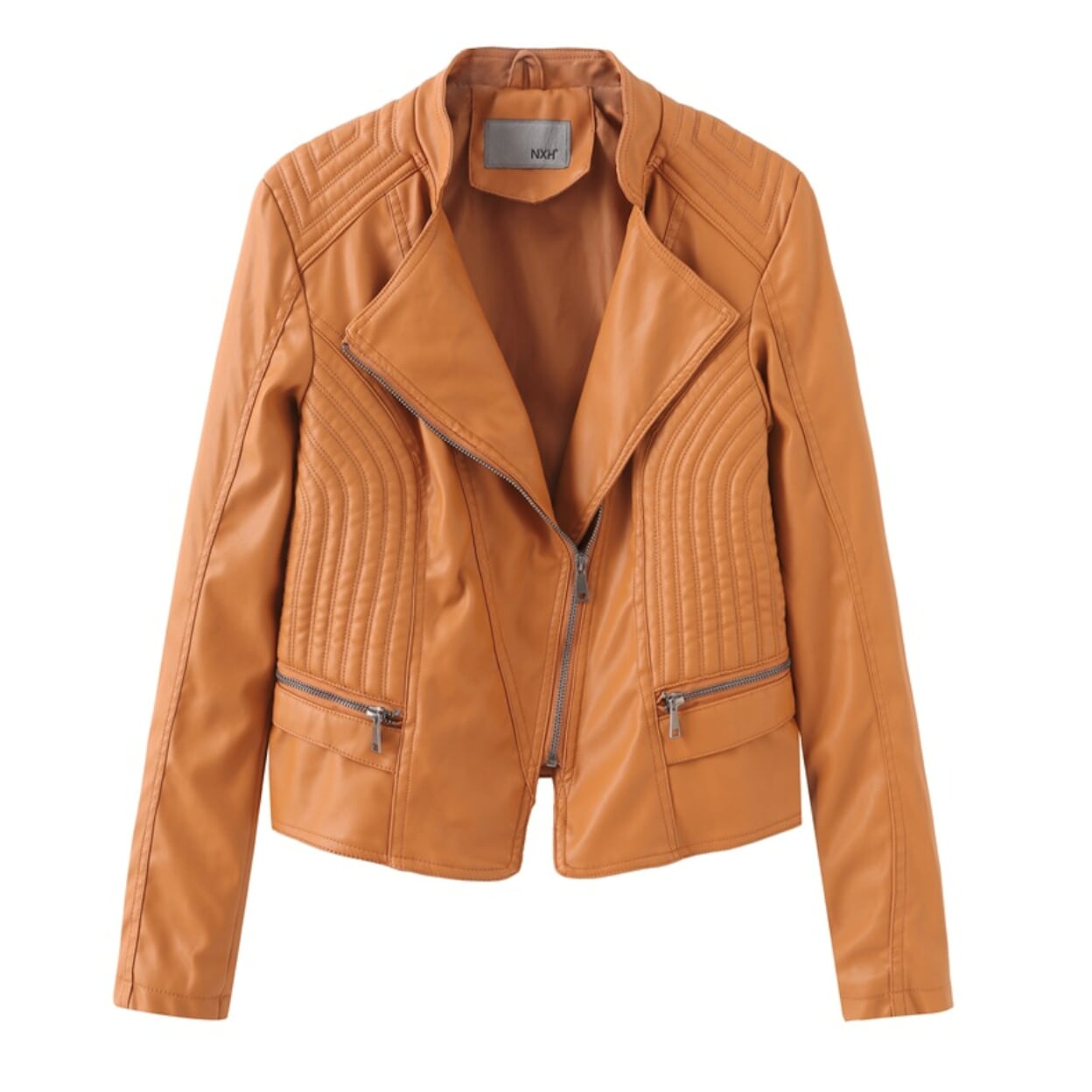 Krohn-e | Klassische Bikerjacke Kunstleder Zeitloses Design