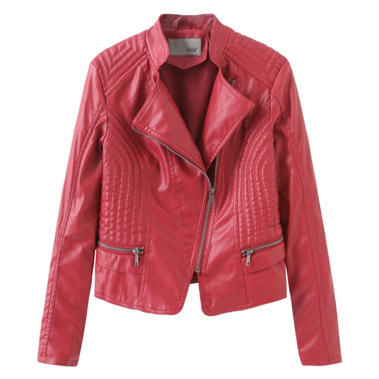 Krohn-e | Klassische Bikerjacke Kunstleder Zeitloses Design