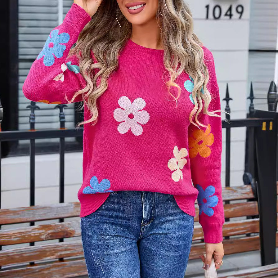 Lockerer Blumen-Häkelpullover Minos