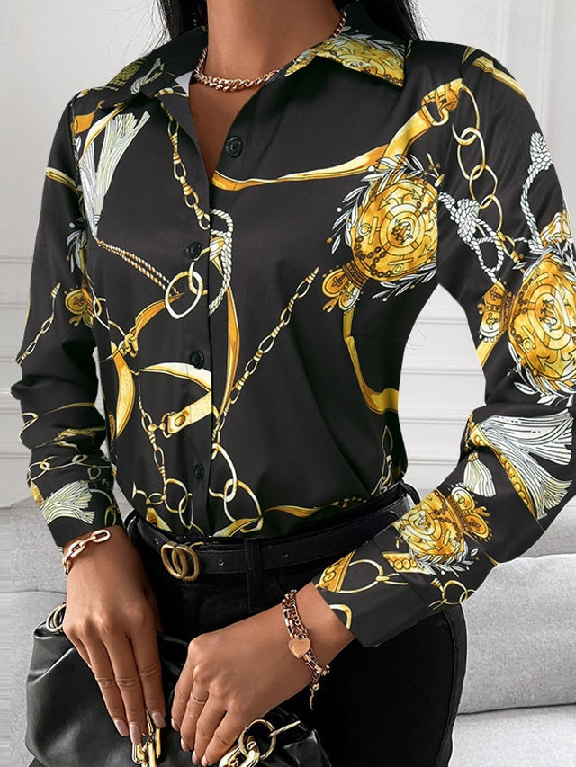 Krohn-e | Schicke Damenbluse mit Goldenen Details