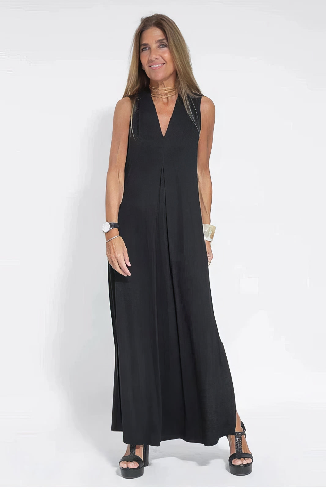 KROHN-E Damen Langes Kleid Mit Passender Strickjacke Vielseitig