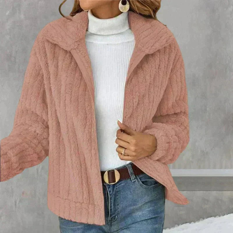 Krohn-e | Lässige Plüsch Strickjacke
